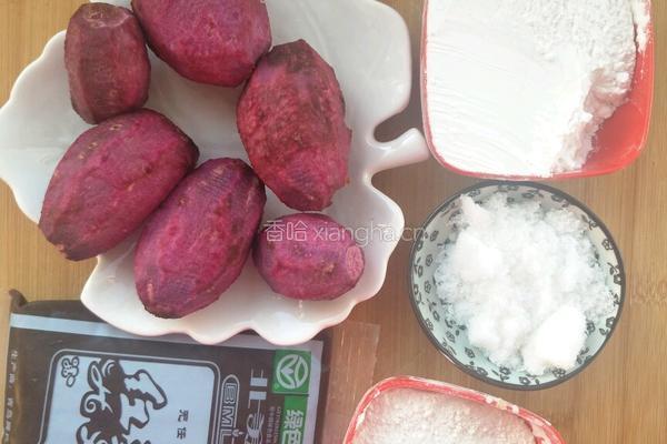 糯米紫薯糕的做法图解1