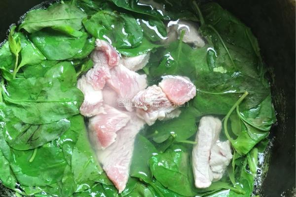 枸杞叶瘦肉汤的做法图解4