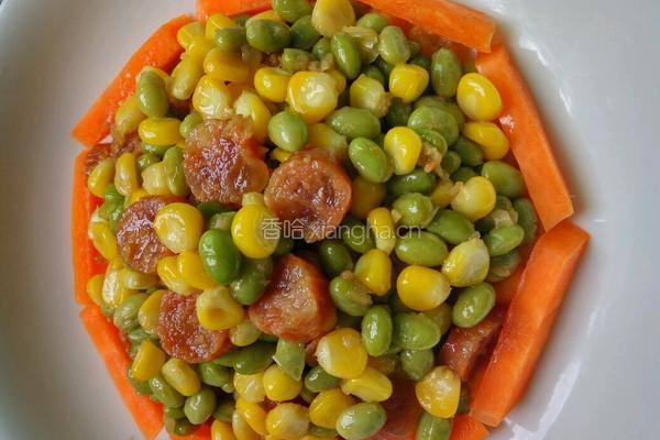 玉米甜豆炒腊肠