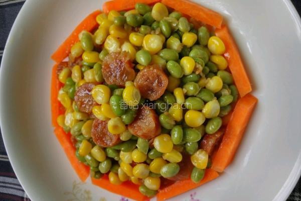 玉米甜豆炒腊肠的做法图解1