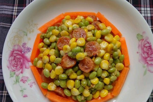玉米甜豆炒腊肠的做法图解4