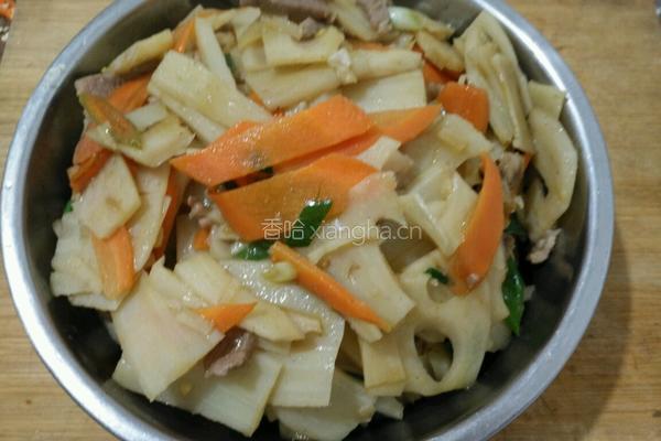 莲菜炒肉的做法图解9