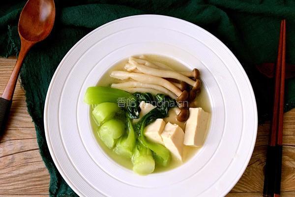 青岛#油菜菌菇豆腐汤#年夜饭#的做法图解9