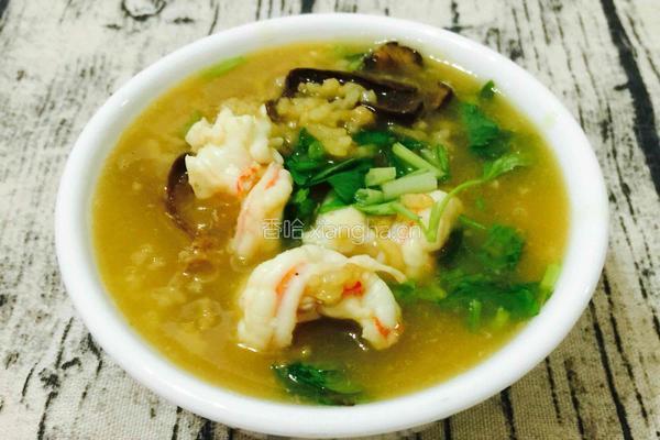 牛肝菌排骨干贝海虾粥的做法图解14