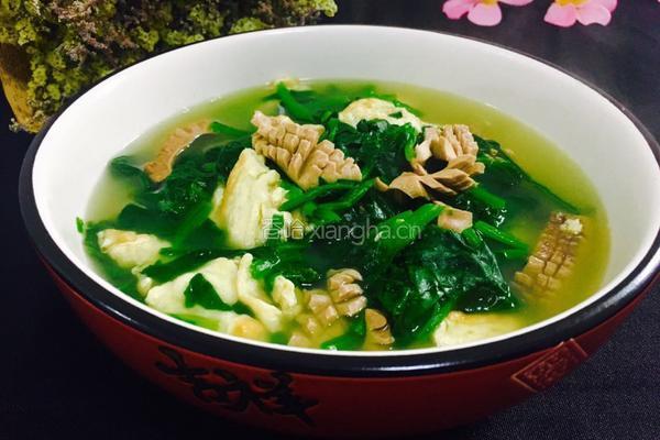 腰花菠菜鸡蛋汤的做法图解1