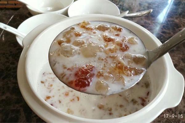皂角米桃胶炖牛奶的做法图解4
