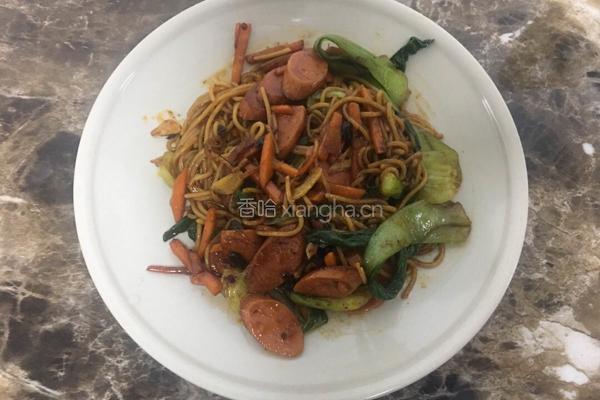 火腿炒面的做法图解5