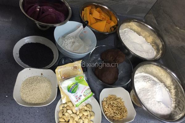 紫薯豆沙果仁馅的做法图解2