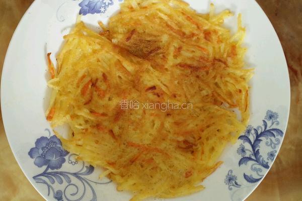 土豆红萝卜丝煎饼的做法图解5
