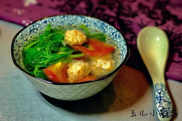 豌豆尖肉丸汤的做法图解10