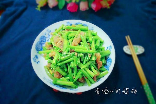 油渣炒空心菜根的做法图解8