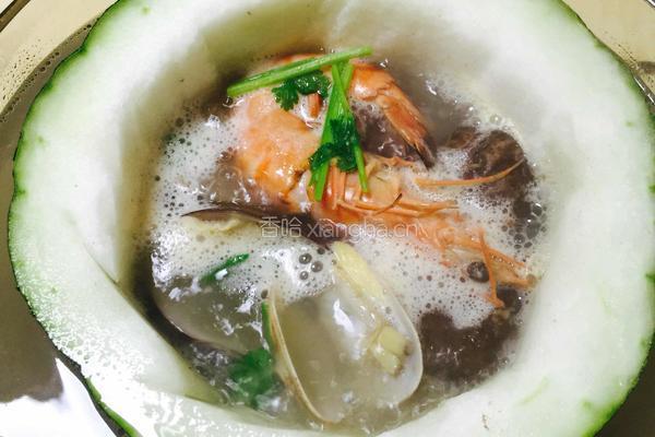 海鲜冬瓜盅火锅的做法图解16