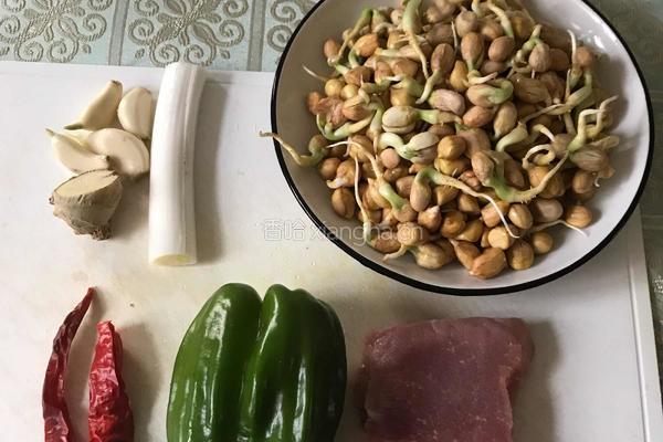 花生芽炒肉丝的做法图解1