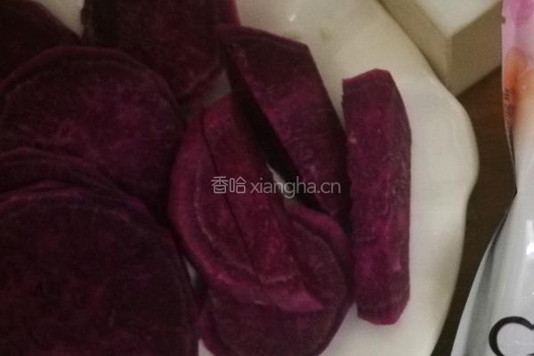 红豆沙馅紫薯糕的做法图解1