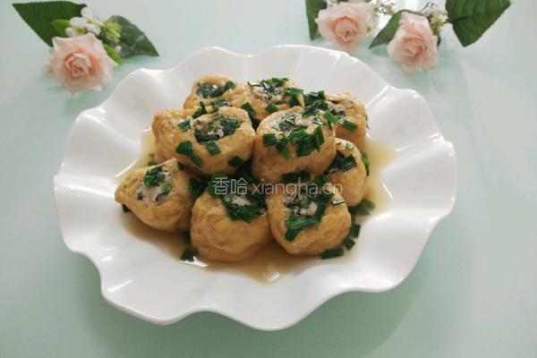 荠菜肉末塞油豆腐的做法图解11