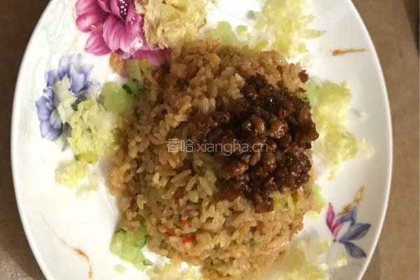 肉末青瓜大白炒饭的做法图解6