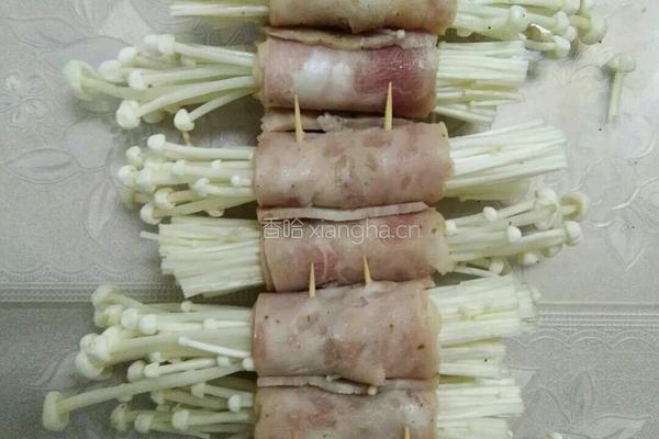 香煎培根金针菇卷的做法图解4