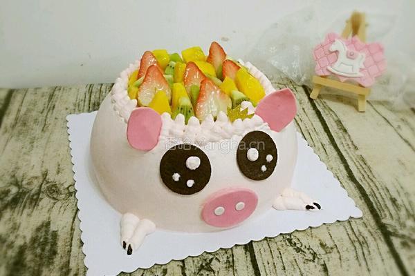 小猪水果生日蛋糕的做法图解8