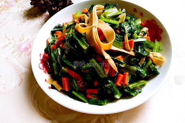 豆皮火腿炒油麦菜