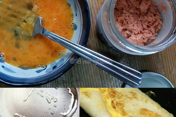 三文魚蛋煎餅的做法图解4