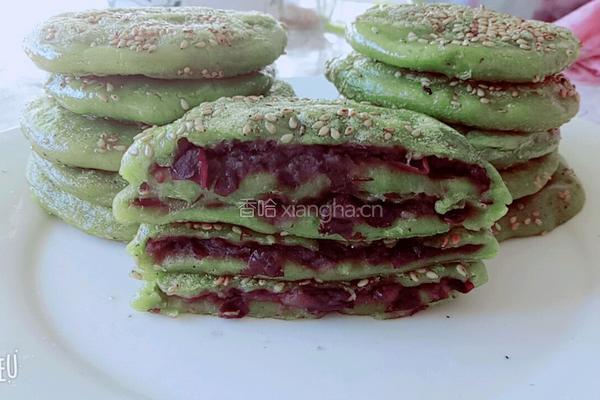 豆沙菠菜糯米饼的做法图解7