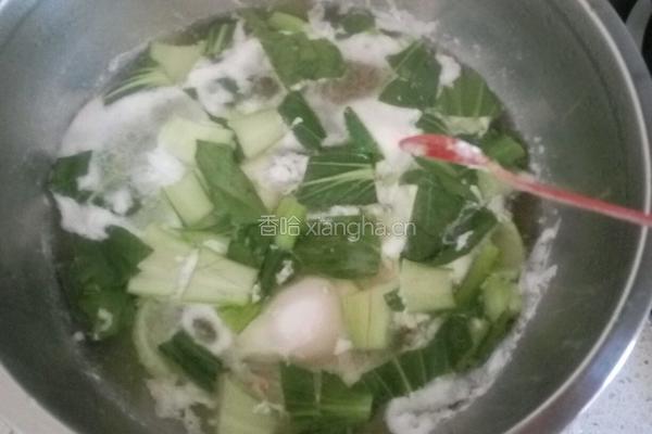 油菜鸡蛋面的做法图解6