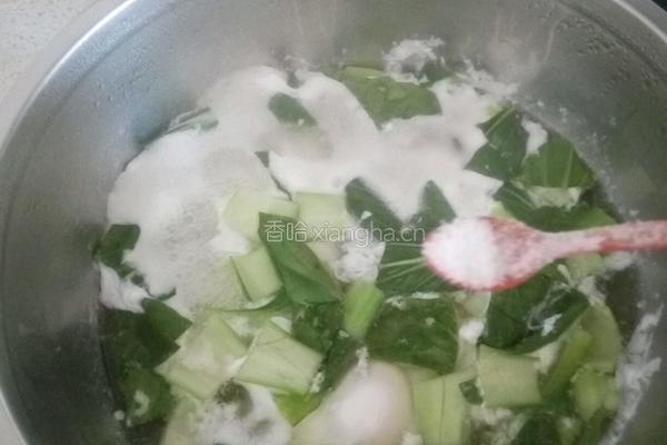 油菜鸡蛋面的做法图解8