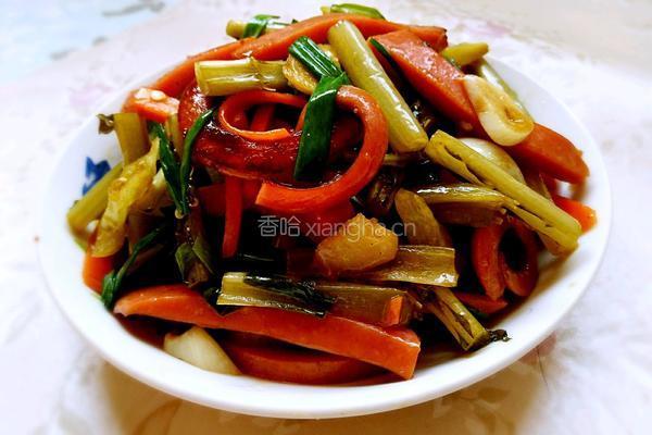 萝卜梗炒火腿肠的做法图解8