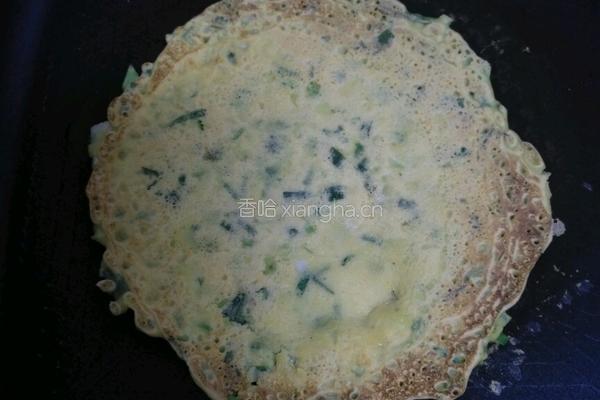 蒜苗鸡蛋玉米面煎饼的做法图解4