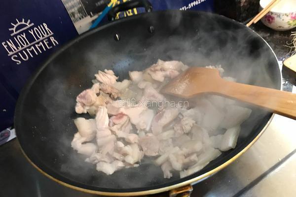肉炒花菜的做法图解4