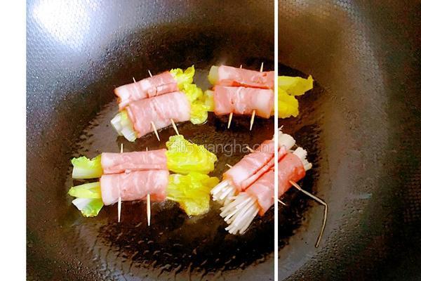 培根菇菜卷的做法图解6