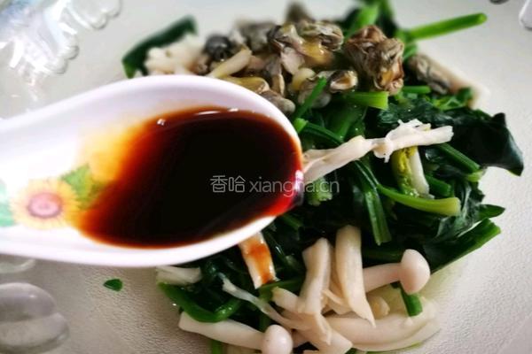 菠菜拌牡蛎的做法图解6