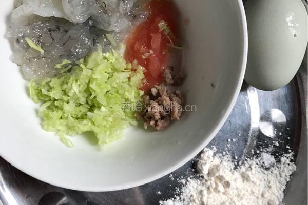 虾仁蔬菜饼的做法图解2