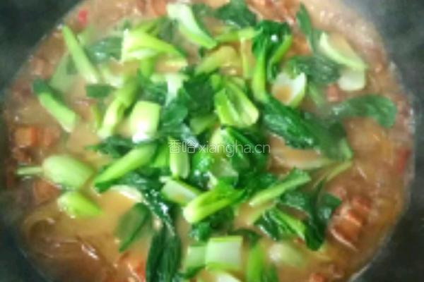 油菜焖肉的做法图解7
