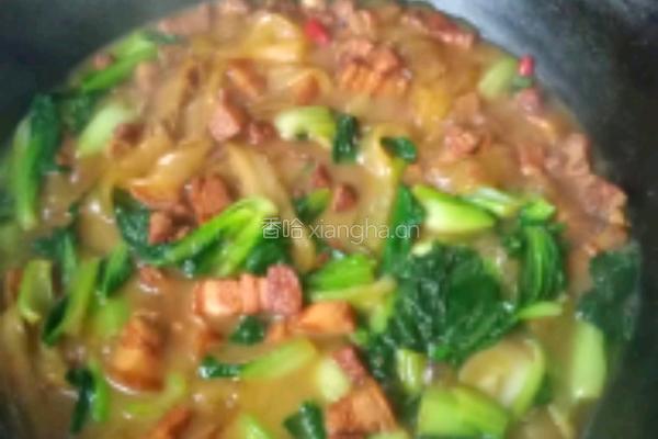 油菜焖肉的做法图解8