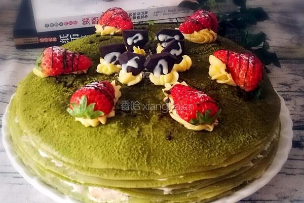 抹茶草莓千层的做法图解1