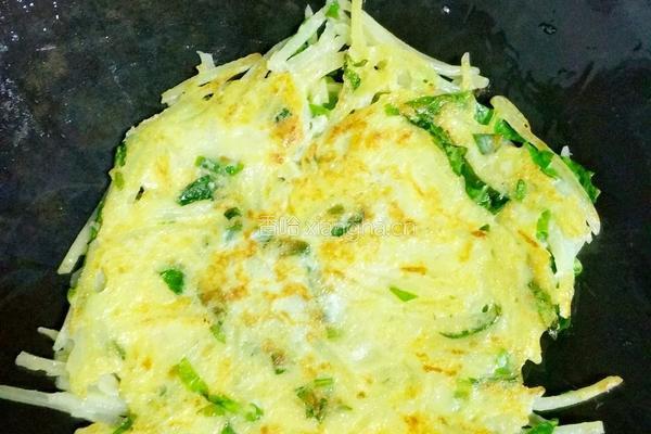 油麦菜土豆丝饼的做法图解3