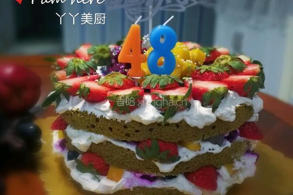 抹茶水果裸蛋糕的做法图解11