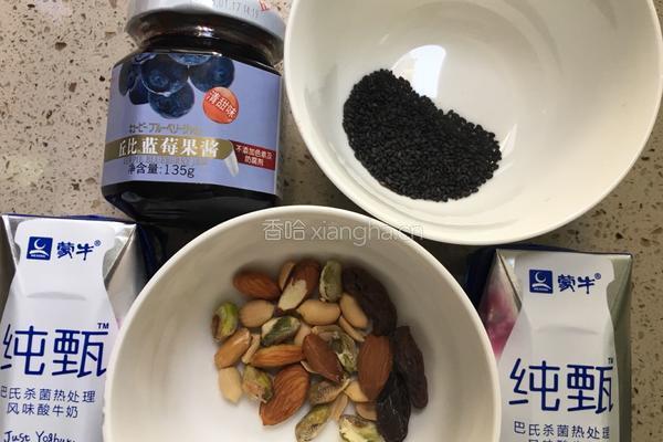 坚果蓝莓酸奶的做法图解1