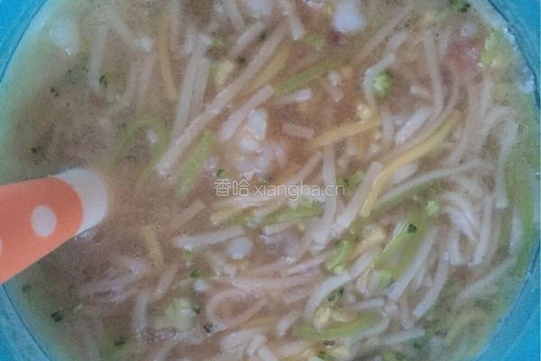 菌汤虾球龙须面的做法图解6