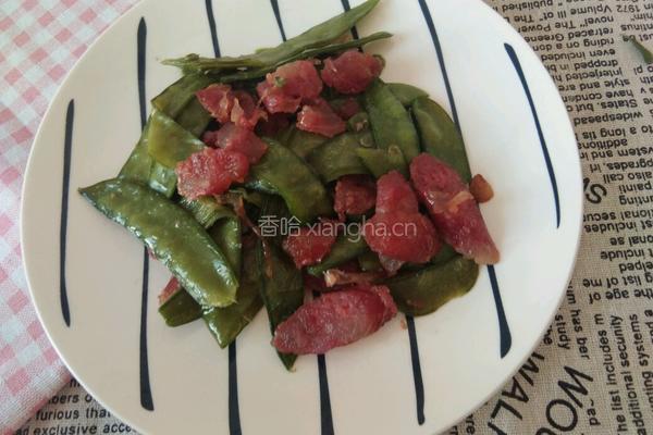荷兰豆炒腊肠的做法图解8