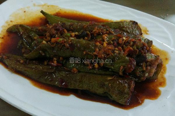 虎皮青椒塞肉的做法图解6