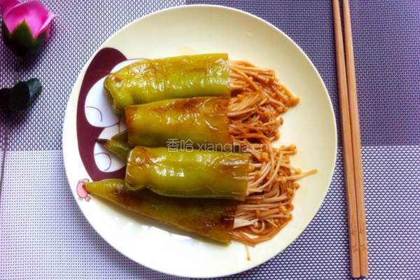 青椒酿金针菇的做法图解7