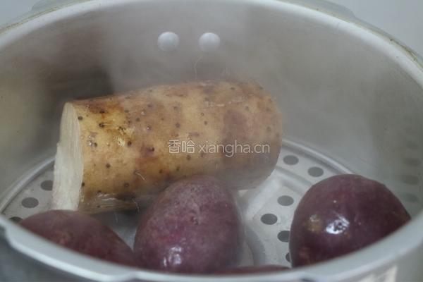紫薯山药糕的做法图解1