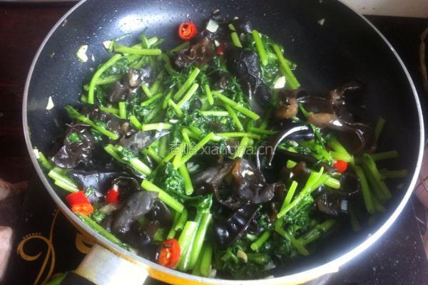 清炒木耳茼蒿的做法图解7
