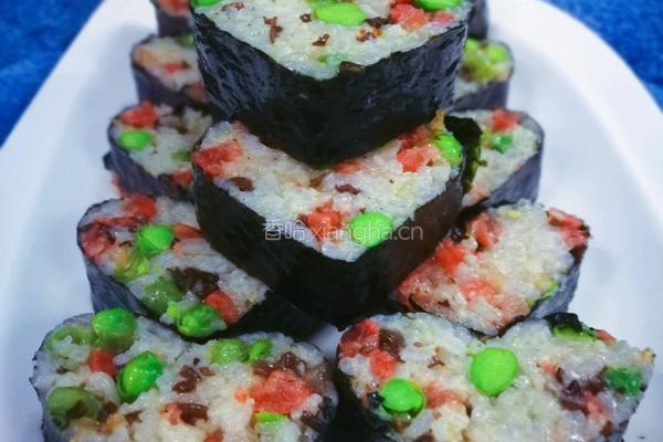 香肠豌豆海苔饭卷的做法图解1