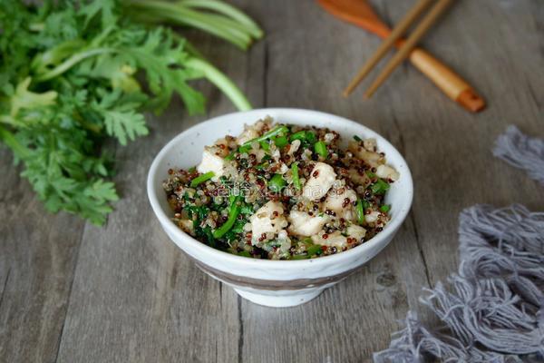 茼蒿鸡肉藜麦饭的做法图解10