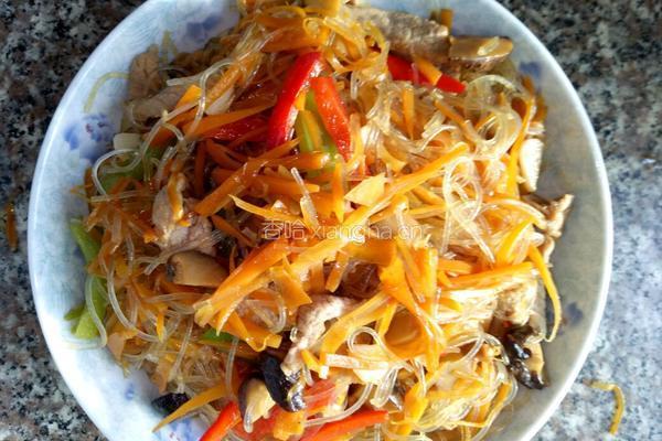 胡萝卜瘦肉炒粉丝的做法图解14