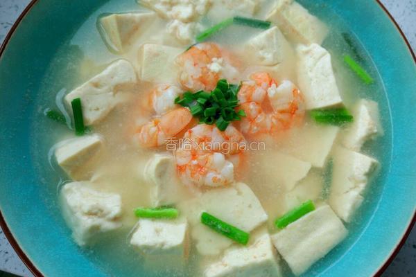 蒜苗豆腐大虾汤的做法图解13
