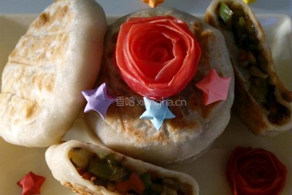 三拼馅饼（火腿尖椒茄子）的做法图解11